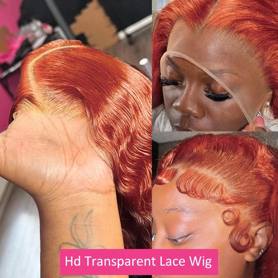 13x4 Lace Front Wig Curly Water Wave Orange Ginger 13x6 Hd Lace Frontal Wigs 30 Inch Colored Human Hair Choice For Women On Sale