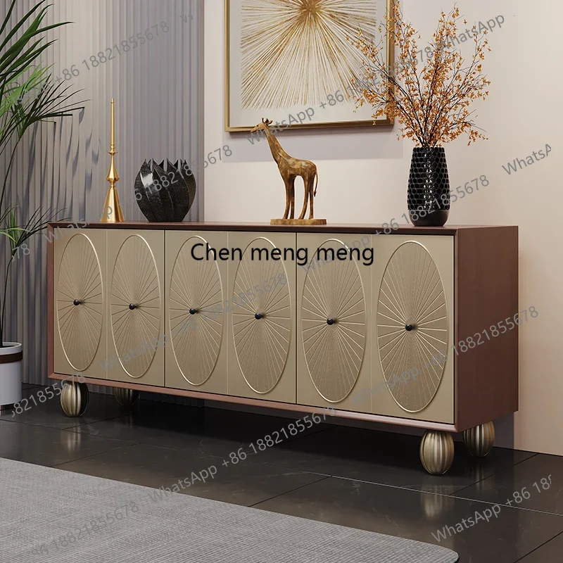 

American Light Luxury Style TV Living Room Integrated Storage French Retro Solid Wood Carved Audiovisual Cabinet
