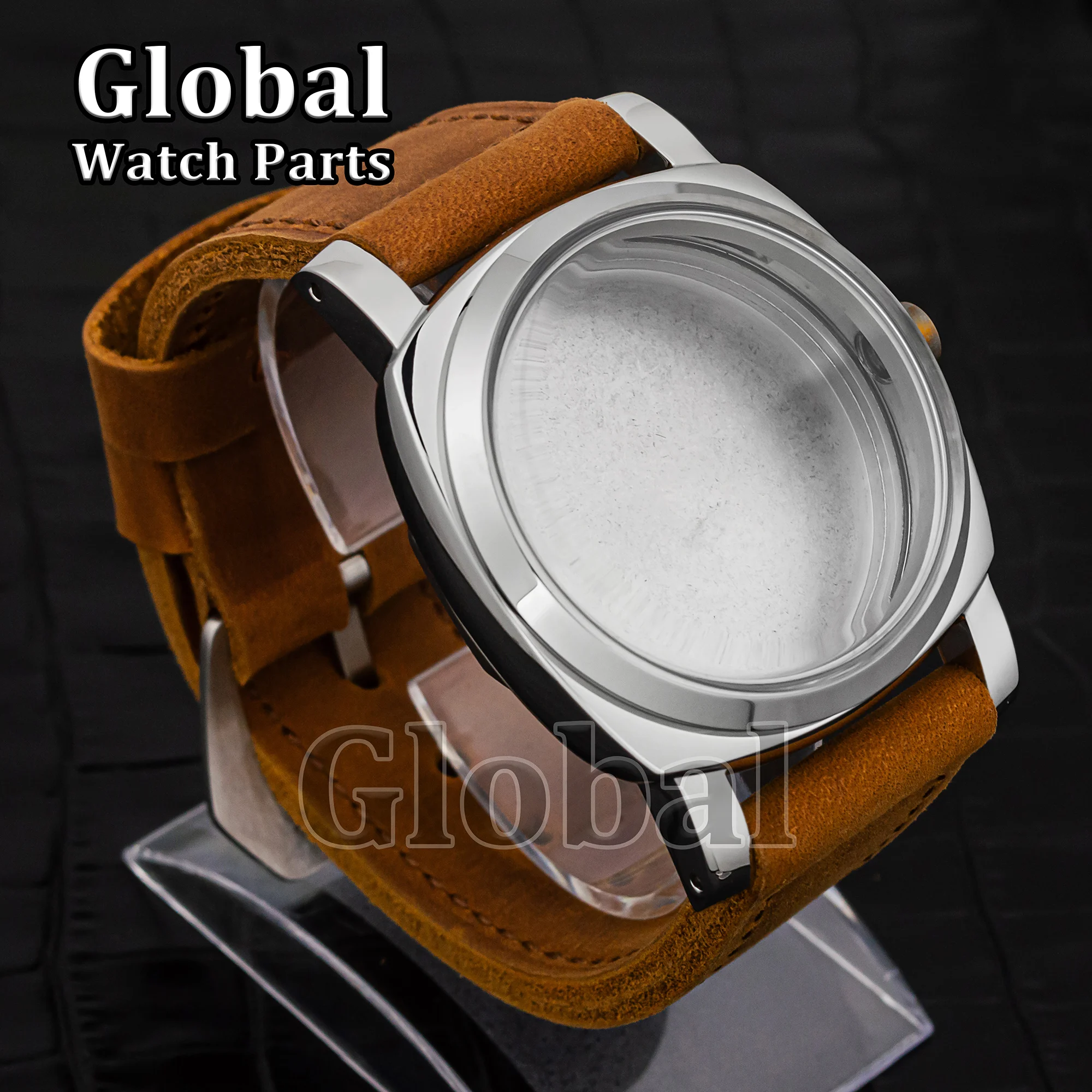 High-end Vintage Stainless Steel Case for PAM 6152 Genuine Leather Band Applicable ETA 6497/6498/ST3600 Movement MOD Watch Parts