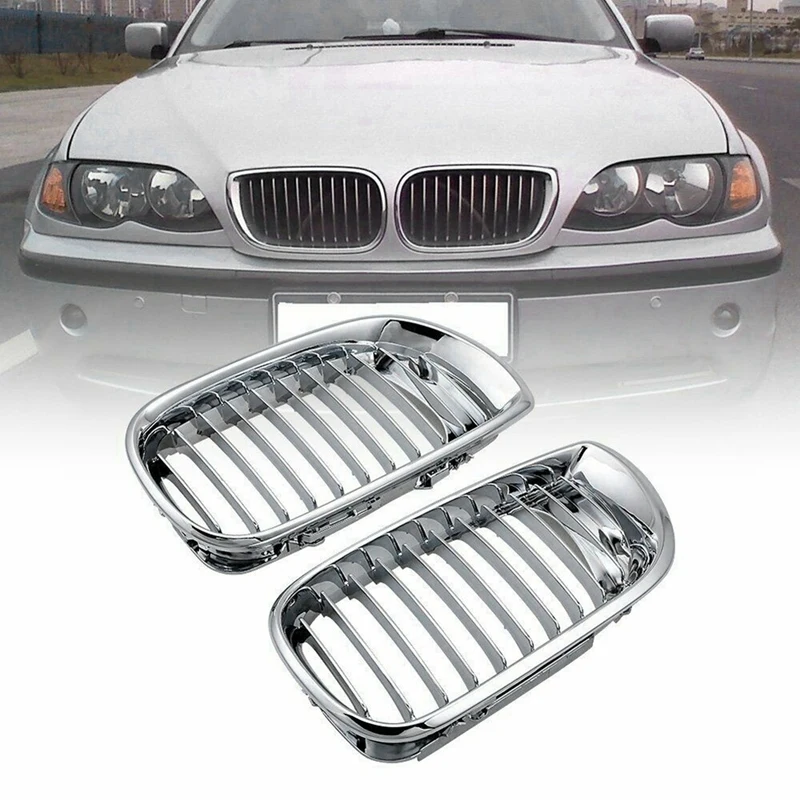 Automobile Forward Air Grille Chrome Ghost Mask Suitable For BMW E46 4-Door 2002-2005 51137030545 51137030546 Accessories