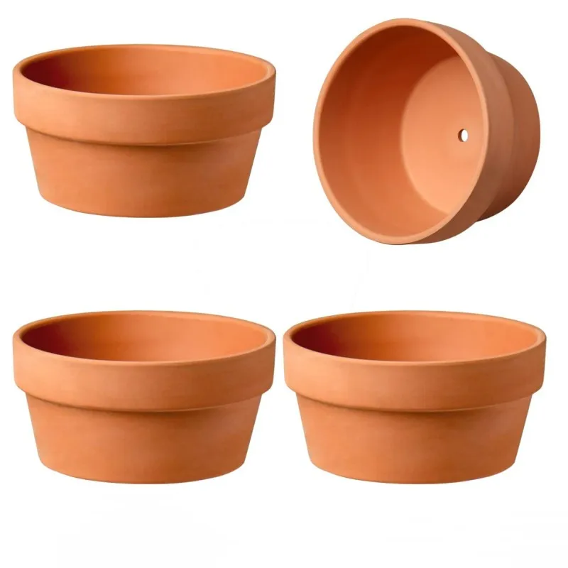 4 PCS Shallow Terracotta Pots 5.5