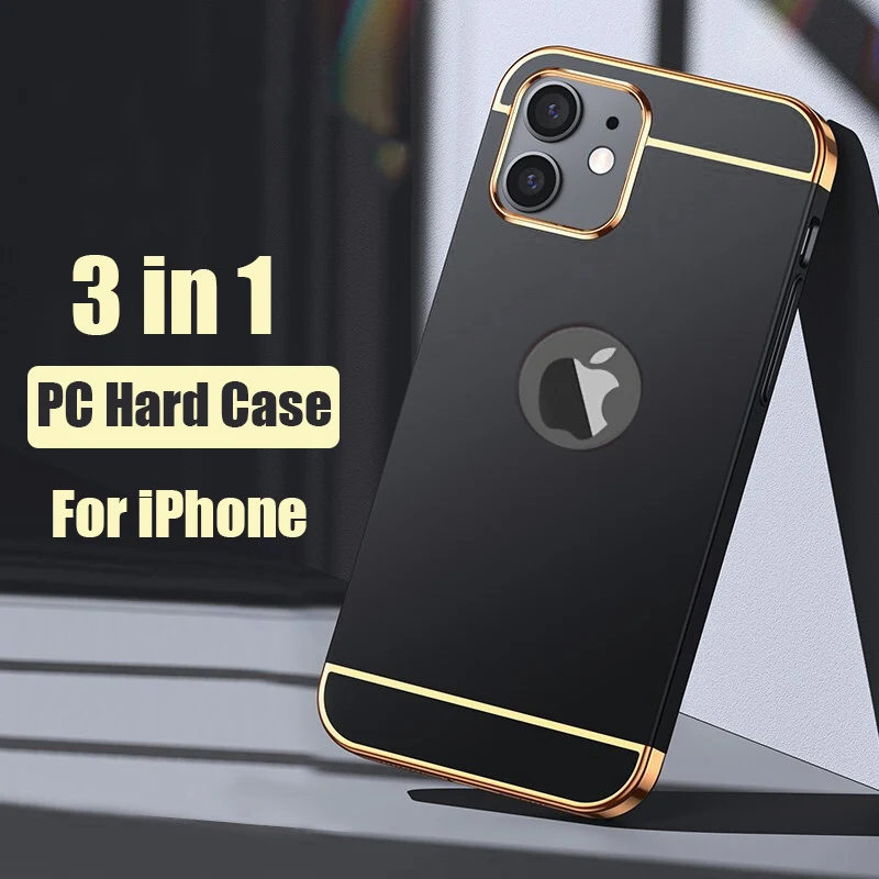 Luxury Plating 3 in 1 Phone Case For iPhone 11 12 13 14 Pro Max 12 Mini Matte Hard Cover For iPhone Xr X Xs Max 6s 7 8 Plus Case