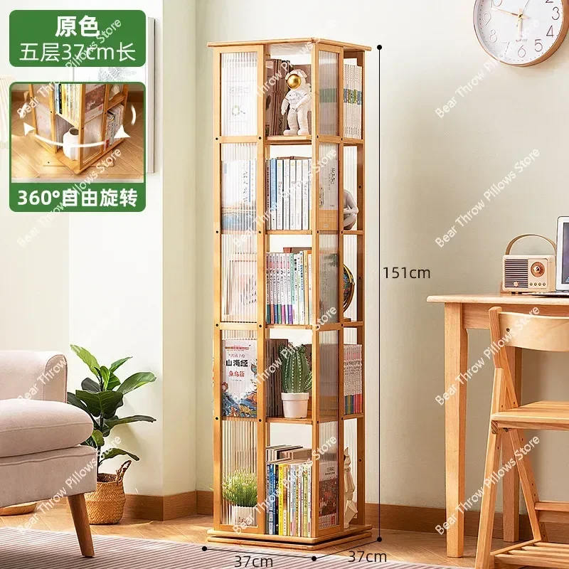 Rotary Bookshelf Floor Household Simple Book Shelf Storage Multi-layer Wooden Bookcase Headboards Librero Industrial Furniture