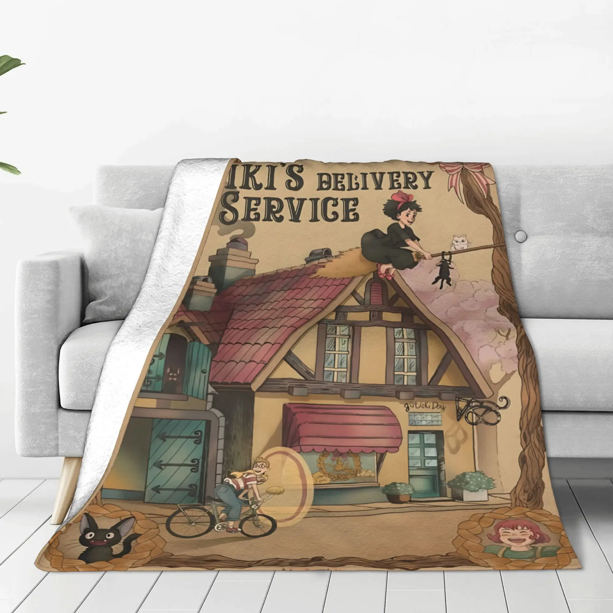 1PC Anime Kiki’s Delivery Service  home room decorations Winter Blankets for Adults Bedding Home Interior Sofa Knee