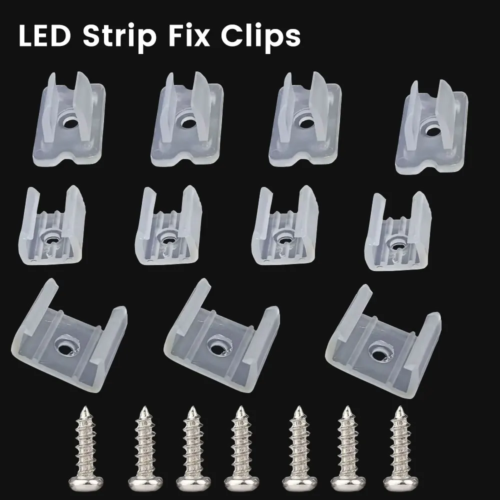 Conector de Clips de fijación para tira de LED, 6mm, 8mm, 12mm y 15mm, con tornillos para fijar 2835 COB de neón/accesorios de hebilla de plástico