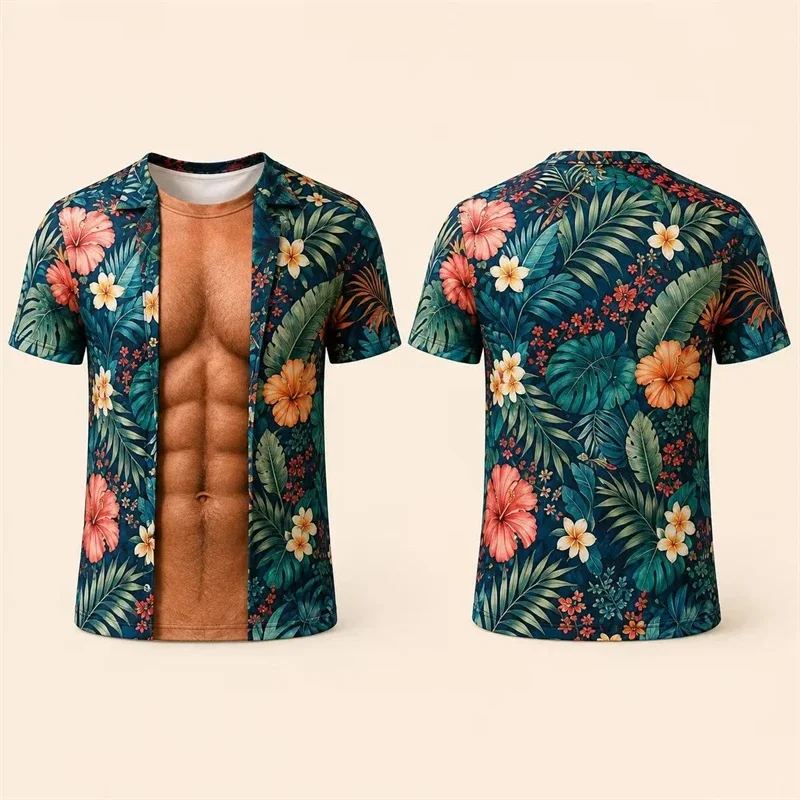 Sommer 2026 Kurzarm-T-Shirt mit Imitations-Bikini-Illusion, Lustiges Strand-T-Shirt, Personalisiertes Geburtstagsgeschenk, Modetrend