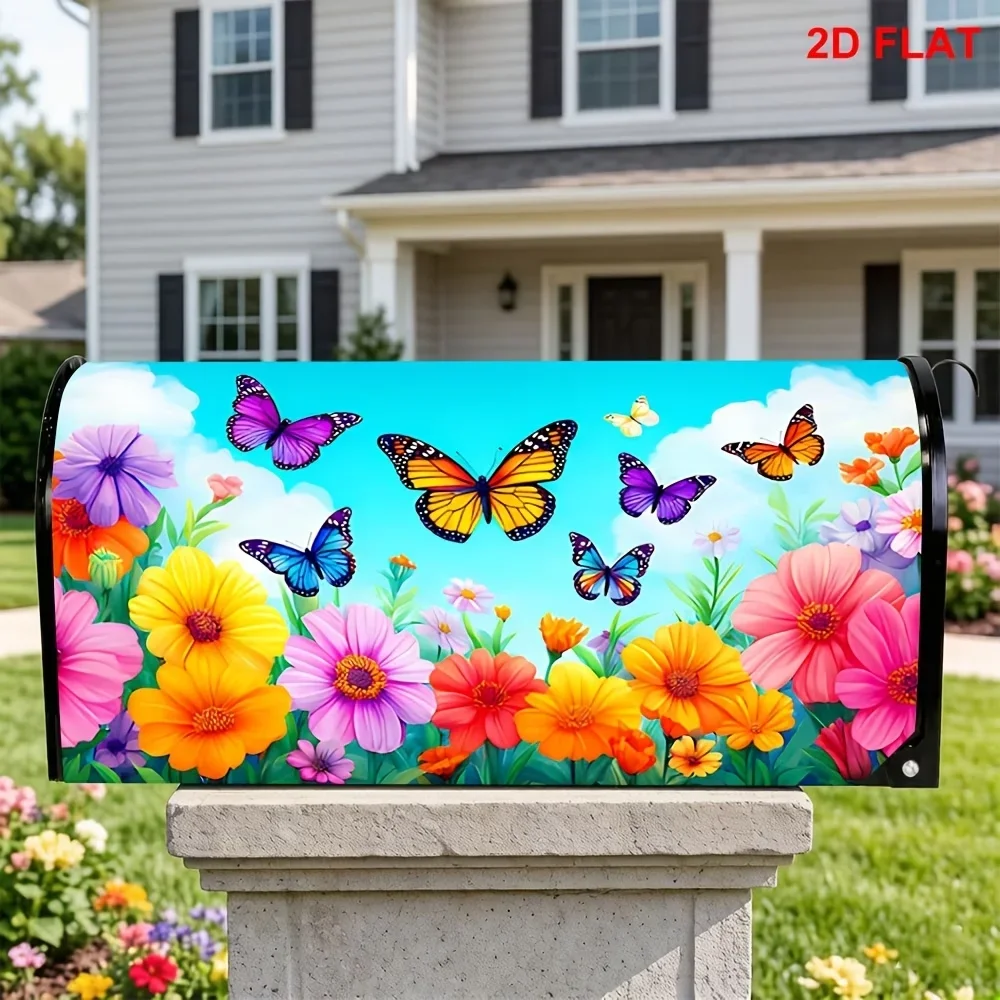 1pc Colorful wildflower themed mailbox cover, suitable for outdoor mailbox decoration for spring, summer, yards and gardens.
