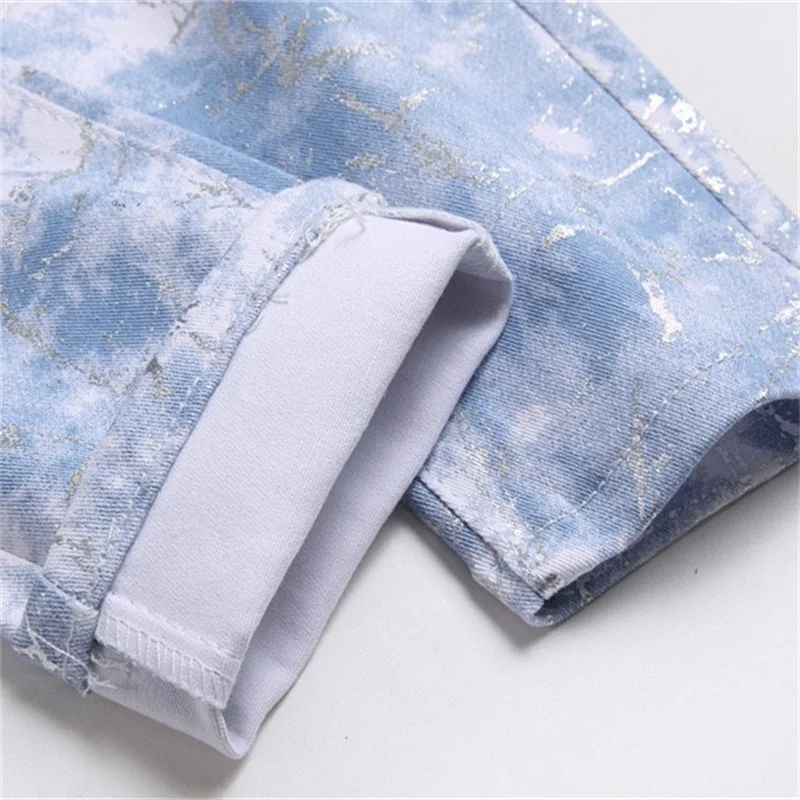 EH·MD® Ice And Snow Colored Jeans Men's Soft Casual Cotton Elastic Pants Slim Seasonal White Breathable Fashion Europe and Usa 2