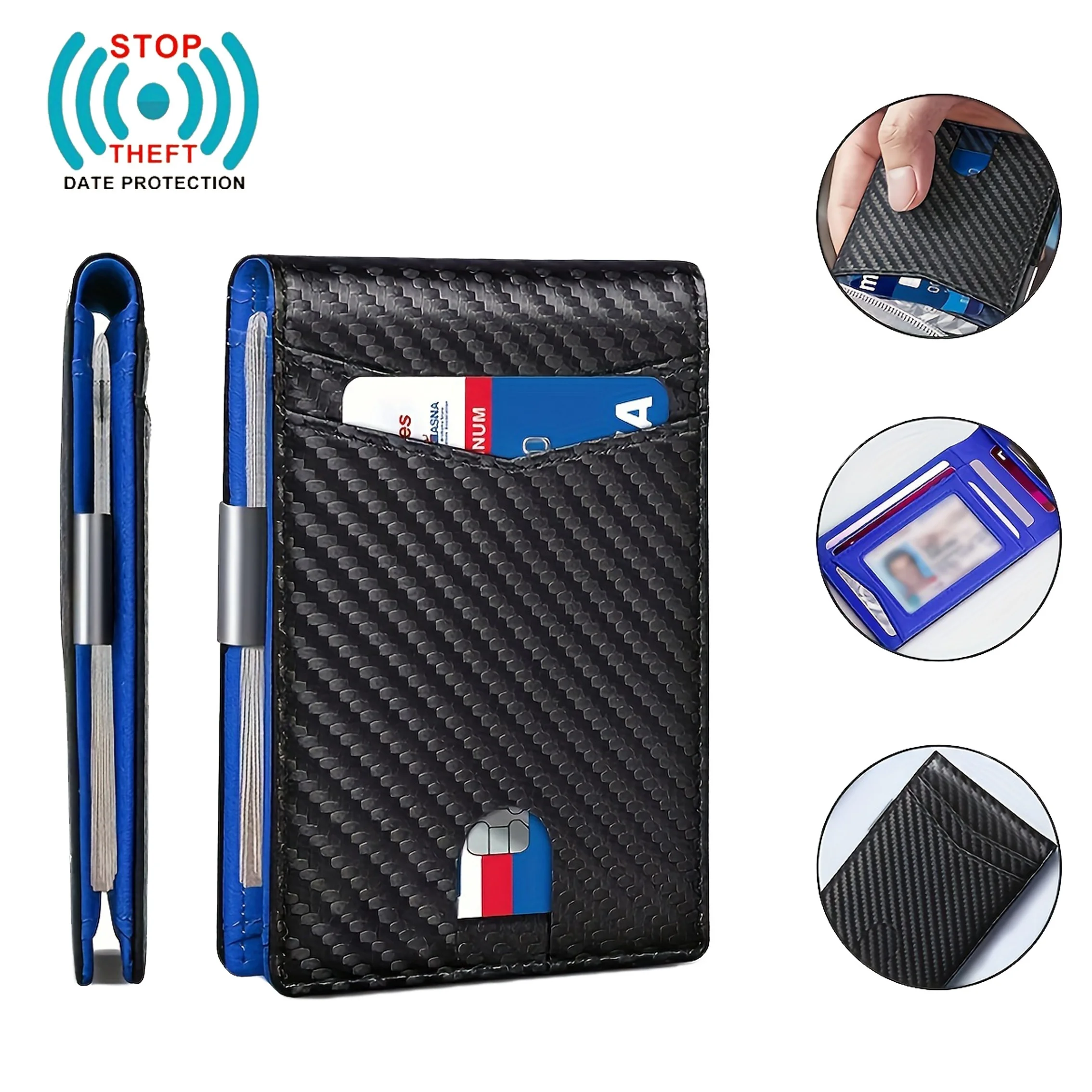 

1 шт. кошелек для мужчин с зажимом для денег, многофункциональный кожаный кошелек из искусственной кожи с несколькими слотами для карт, держатель для кредитных карт