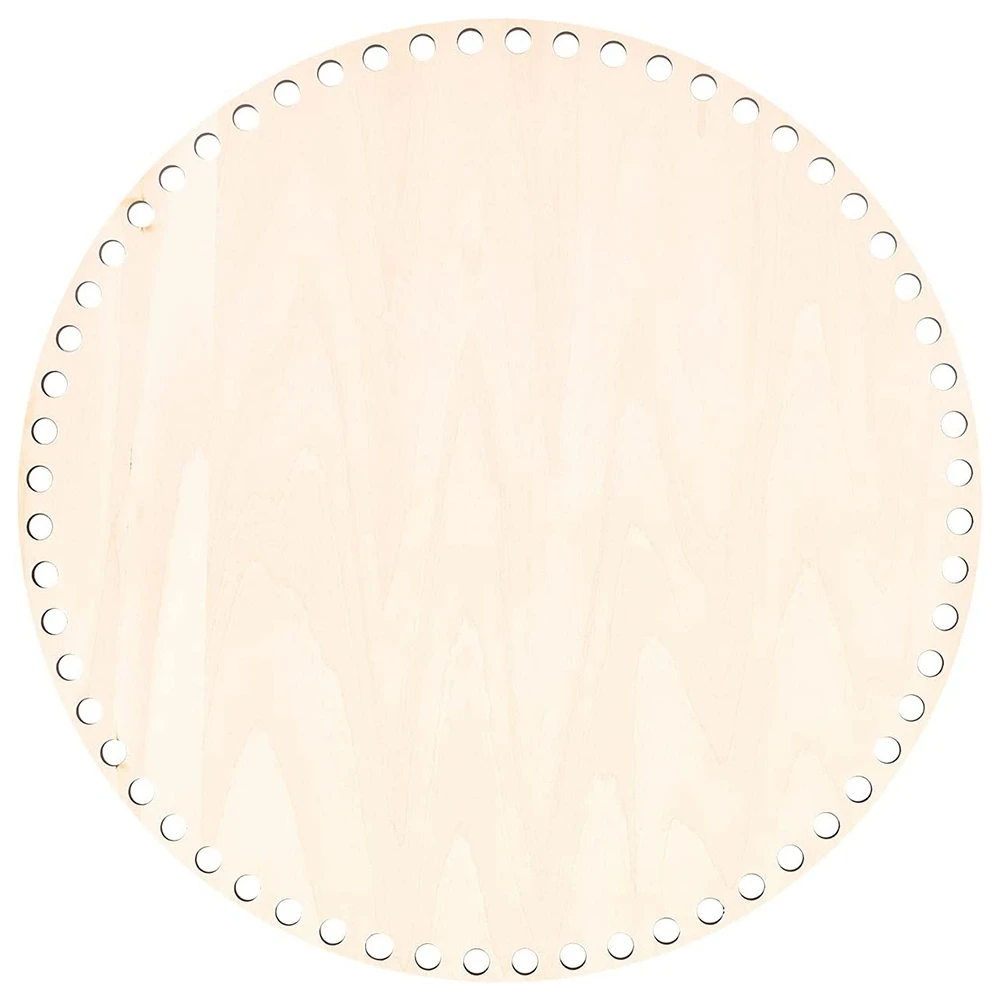 Fondo de cesta de madera Natural con agujero, Base de madera en blanco circular para tejer DIY, bolsa de ganchillo, moldeador de fondo artesanal, 30cm