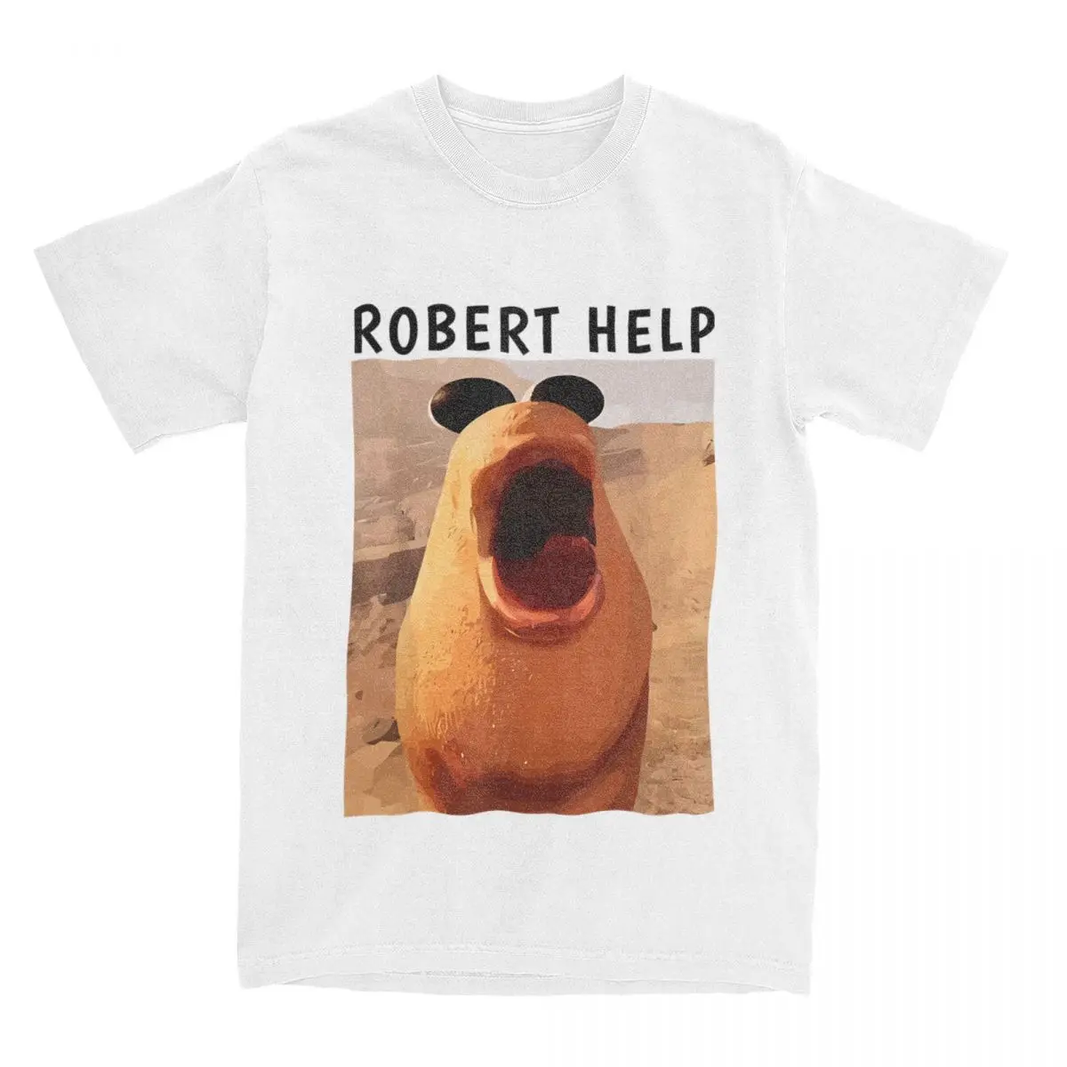 Marcus The Worm Robert Help Internet Humor T-Shirt Novelty Pure Cotton Tees Crew Neck Short Sleeve T Shirts Summer Clothing