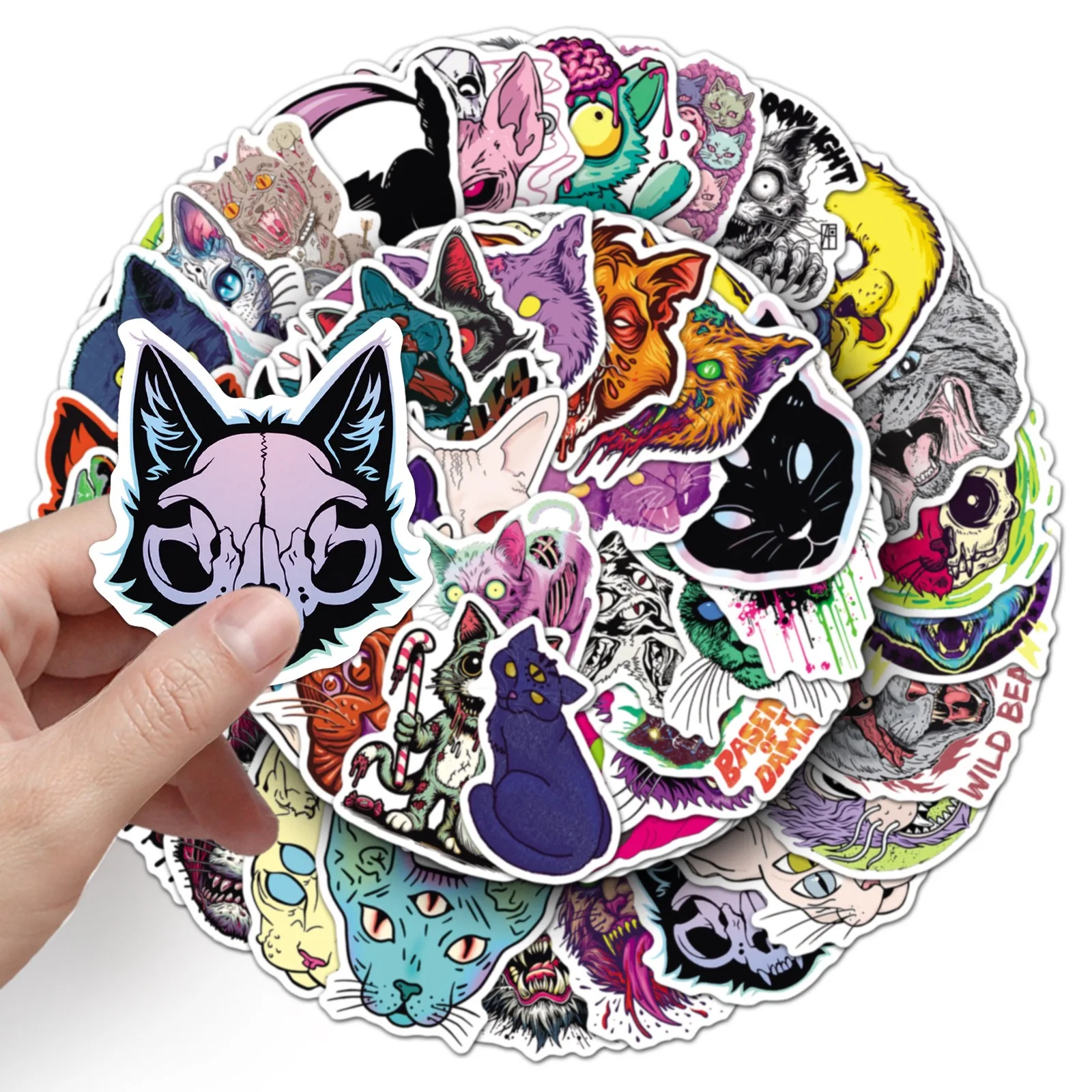 10/50 pçs halloween gótico horror gato adesivos diy portátil caso de telefone capacete da motocicleta à prova dwaterproof água dos desenhos animados graffiti goth decalque brinquedo