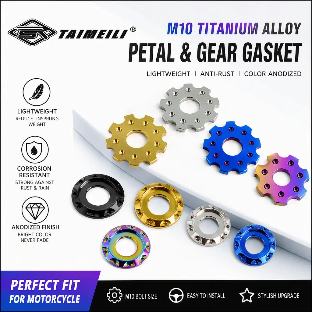 TAIMEILI  1/2/4/8/10PCS Titanium alloy gear washer/petal shapedwasher M10，Ultra light anti-corrosion Decoration