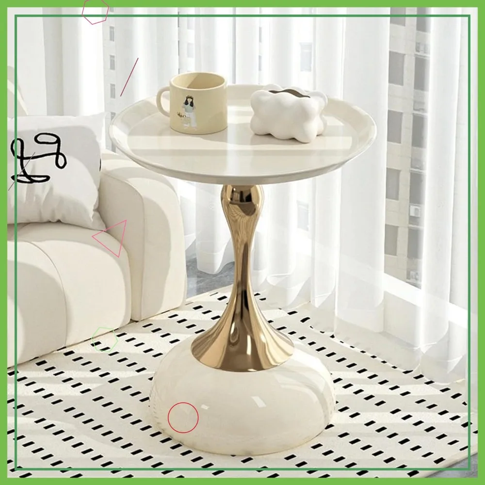 

Modern Hourglass Side Table, Elegant for Living Room, Cafe, Bedroom & Outdoor Decor in Off White