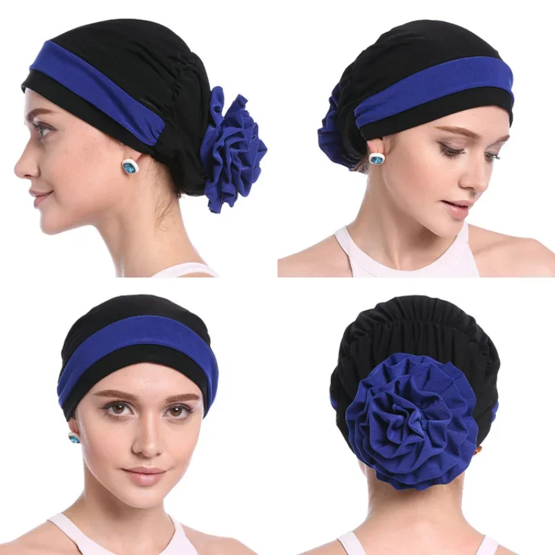 New Modal Flower Muslim Hijabs Hats Women Flora Turban Headband Head Wrap India Caps Chemo Cancer Hats Latest Turban For Women