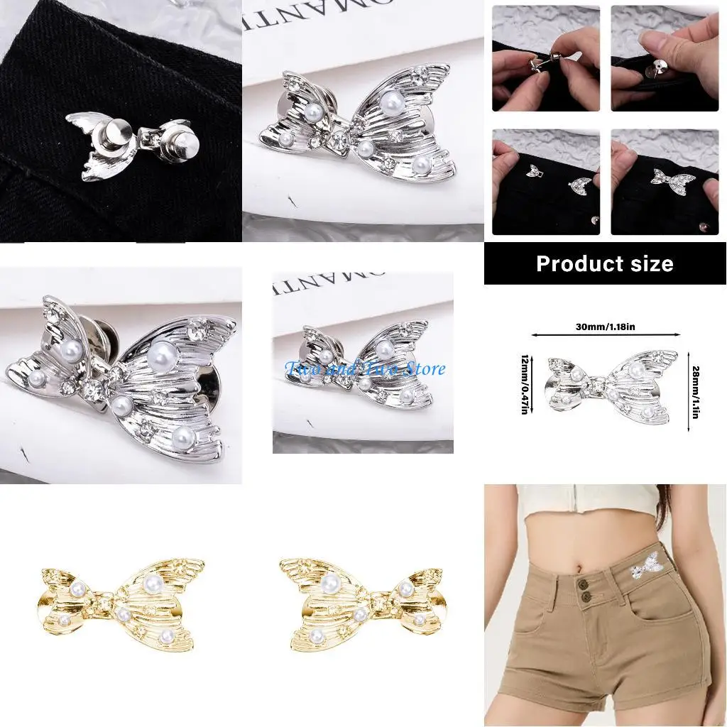 مشبك حزام خلفي من اللؤلؤ اللامع HX6F للجينز مشد خصر قابل للتعديل قابل للفصل