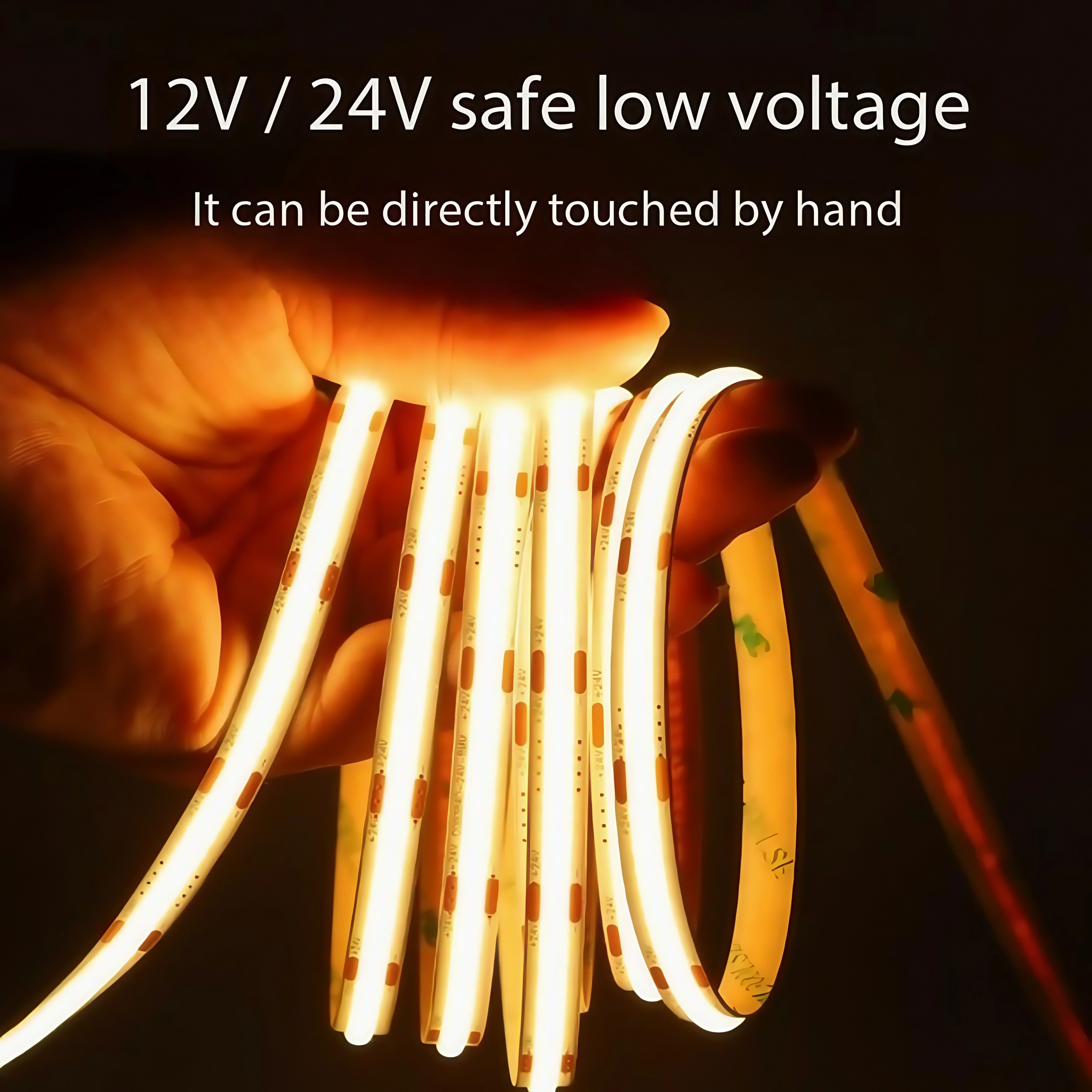 DC 12V 24V FOB COB Strip 320Leds/M High Density RA90 White 3000K 4000K 6000K IP21 Flexible Ribbon Rope LED Light