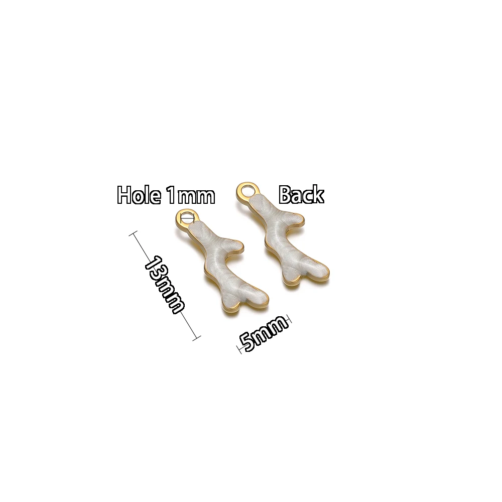 20 Stück Edelstahl-Emaille-Anhänger in Form kleiner Baumzweige für DIY-Schmuck, Kinder-Halsketten, Armbänder, Ohrringe und Zubehör. – Detail 3