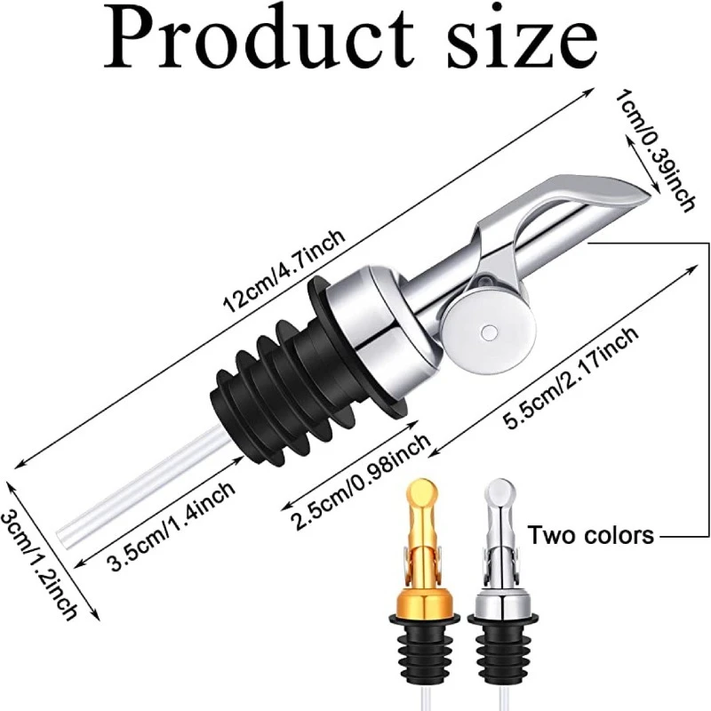 Wine Pourer 304 Stainless Steel Auto Opening And Closing Cap Olive Oil Dispenser Spout Cocktail Stopper Bartending Tool
