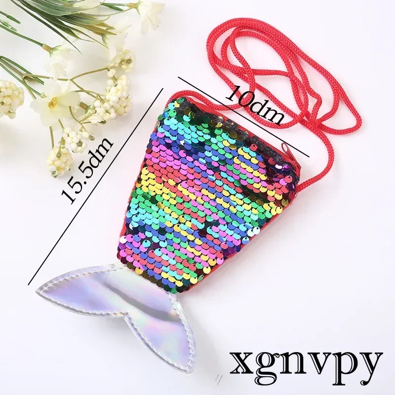 xgnvpy Kids Cute Fashion Mermaid Mini Sequin Girl Bag Lightweight Single Shoulder Crossbody Bag for Baby