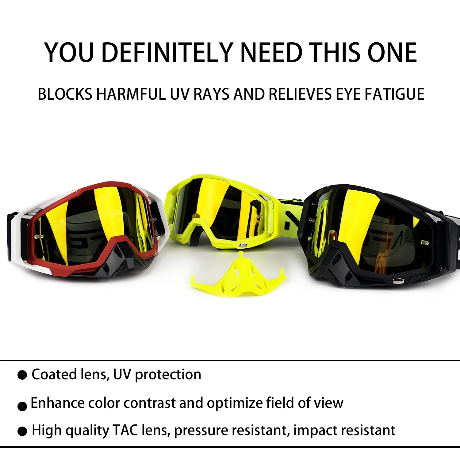 NAFEIB Motorcycle Motocross Sunglasses, Windproof & Shatter-Resistant Goggles for MTB, ATV & Off-Road Sports