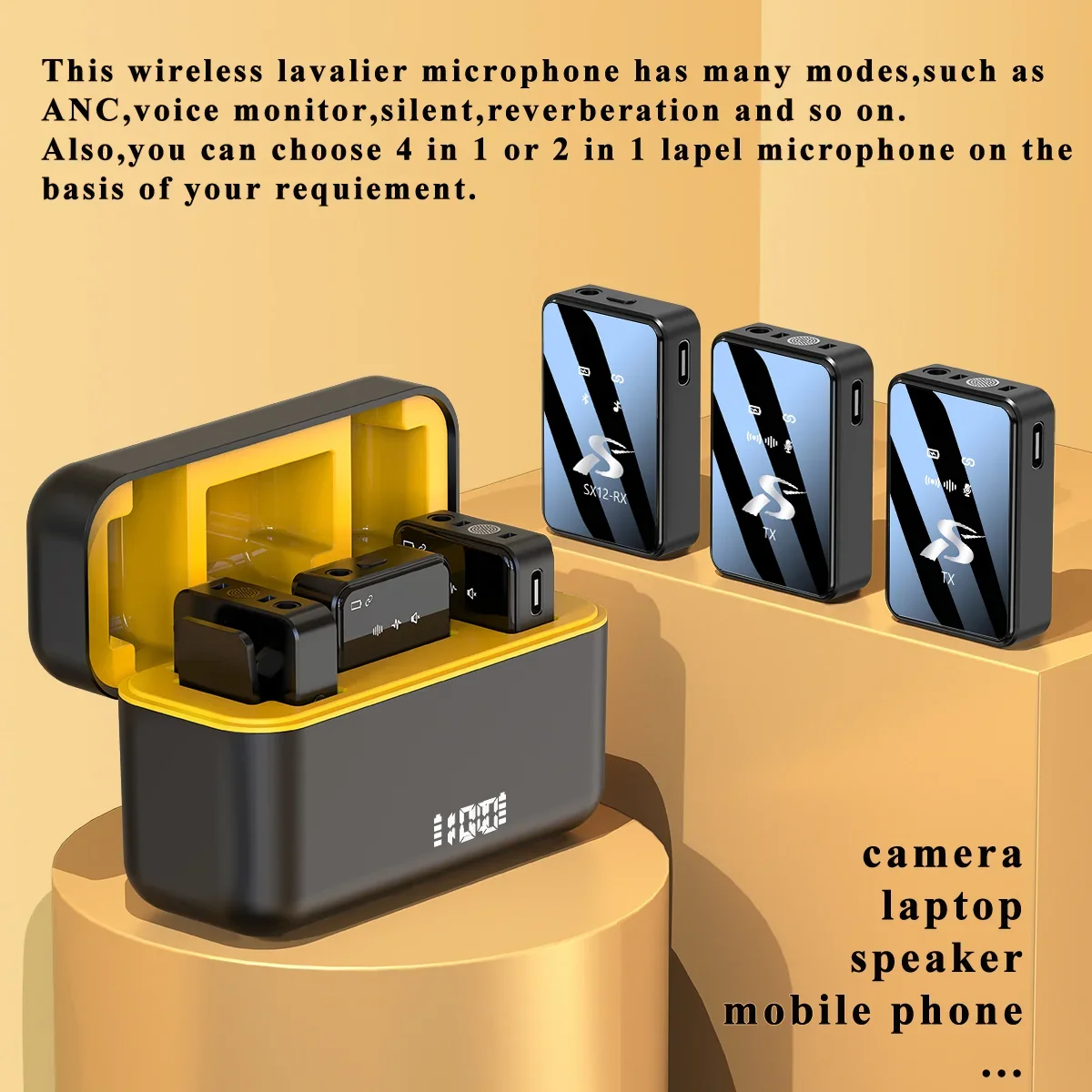 ELECTERMI SX12 Wireless Microphone for Camera Clip Microphone Wireless Lapel Mic For  Video Recording Collar Mic for Conference