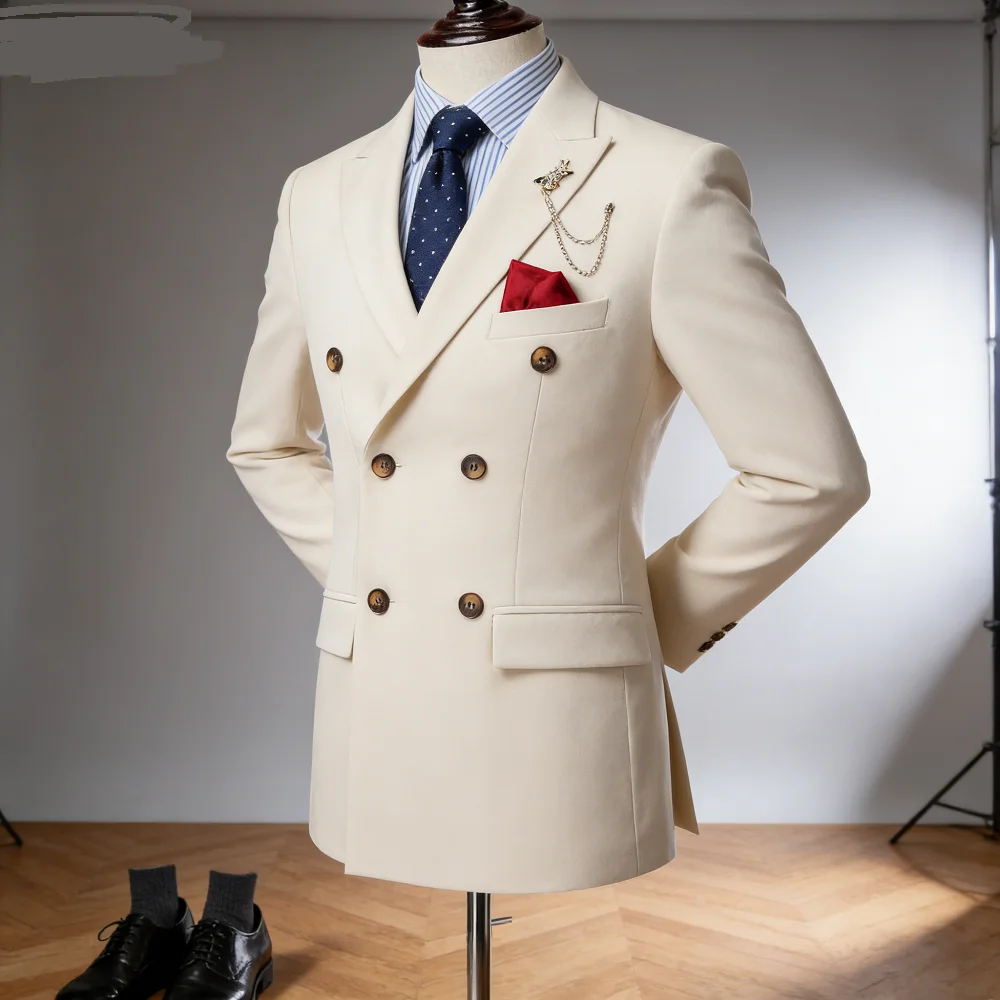 

Мужской однотонный пиджак, элегантный повседневный свадебный деловой смокинг, деловой пиджак, официальный костюм шафера, пиджак