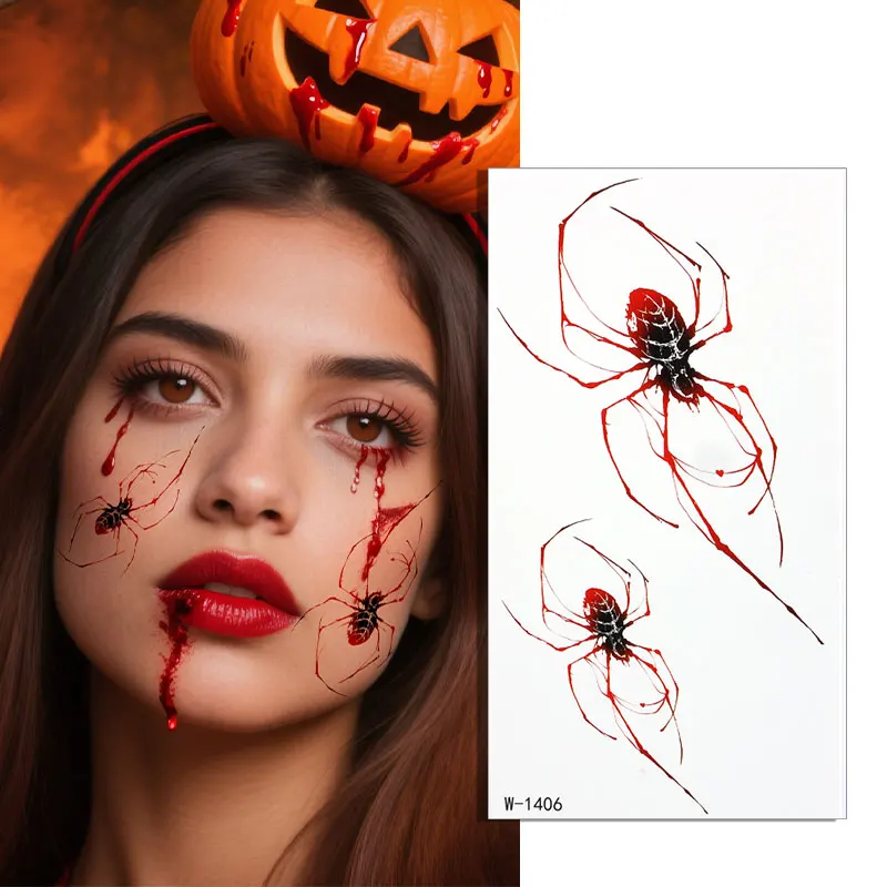 هالوين المؤقتة الوشم ملصق الظلام العنكبوت الهيكل العظمي العقرب مقاوم للماء الوشم ملصق للرجال النساء هيئة الفن الوشم وهمية