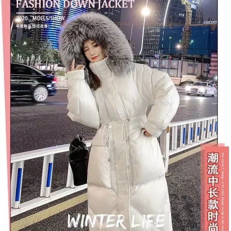 2024 Winter Womens Down Jackets Long Casual Parkas Coat Puffer Jacket Female Slim Remove Hooded Cotton Warm Jackets Windproof