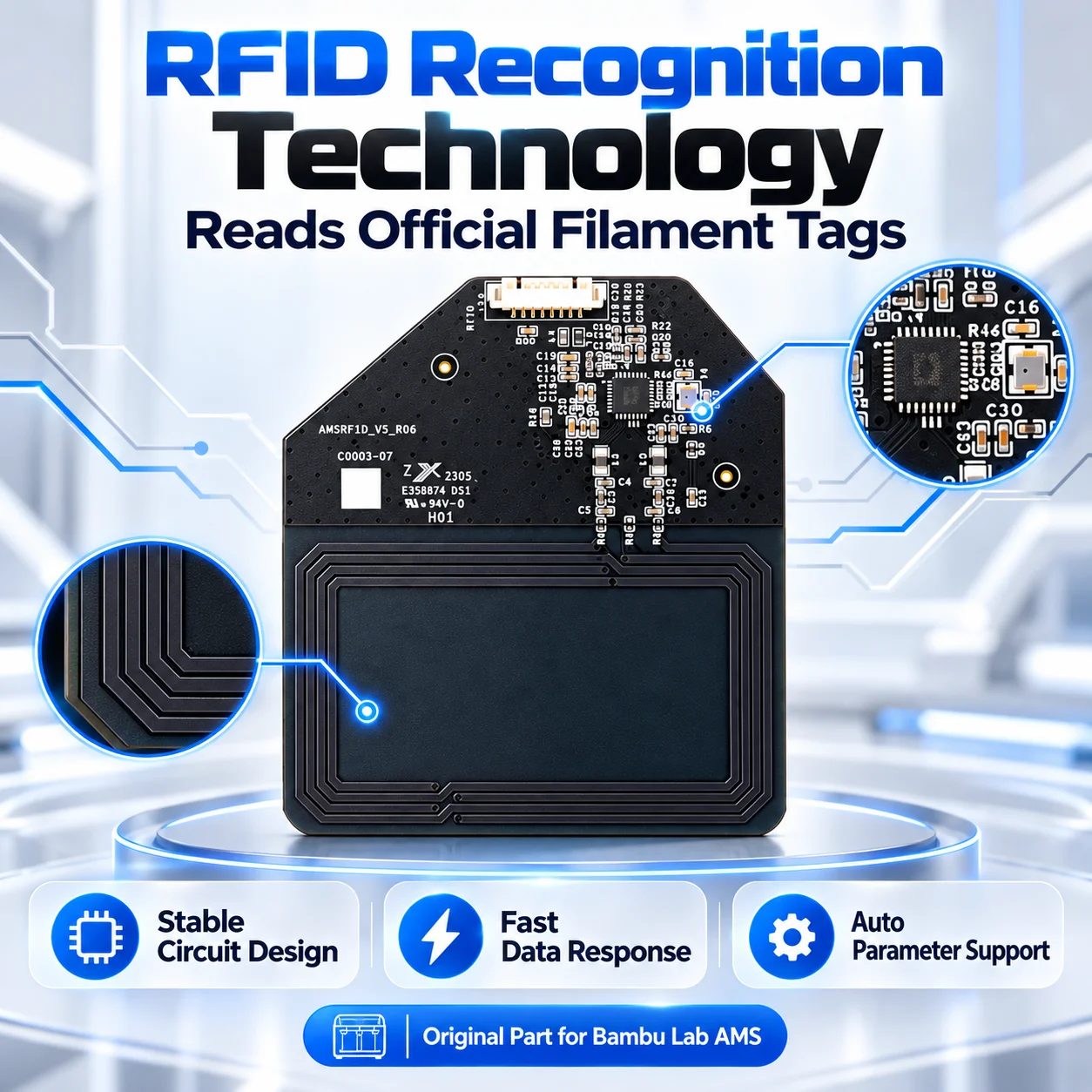 Original Bambu Lab AMS RFID Board Replacement Part for AMS Automatic Material System 3D Printer Accessory