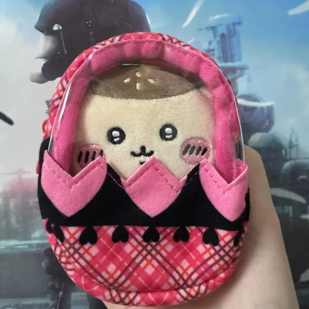 กระเป๋าตุ๊กตาไข่อีสเตอร์น่ารักใบเล็ก กระเป๋าใส่เหรียญรูปทรงไข่แบบโปร่งใส กระเป๋าผ้าพลัฌลายสก็อตอเนกประสงค์ พร้อมจี้ห้อยกระเป๋า