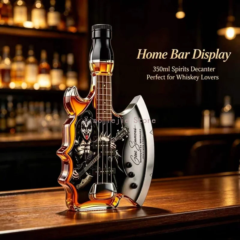 Novelty Axe Guitar Form Glass Whiskey Decanter Spirits Container Home Bar Display Gift For Gentlemen Music Enthusiasts