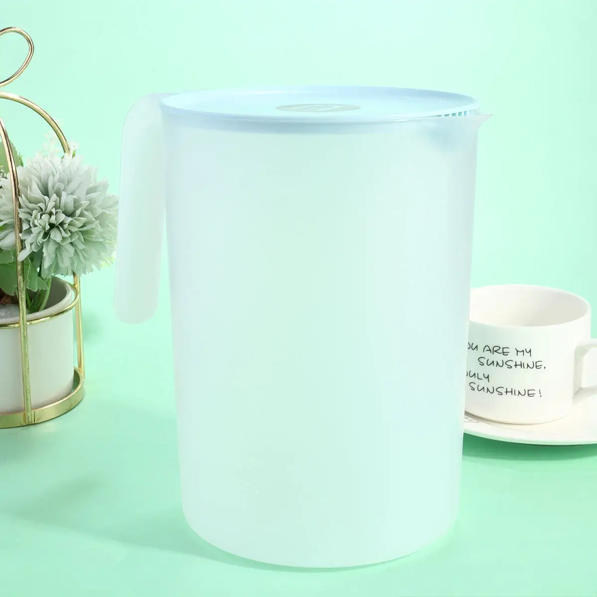 

1Pcs 2500Ml Plastic Water Pitcher Large Opening Easy Clean Heat Resistant Cold Beverage Kettle for Home Picnic Pool Party Juice