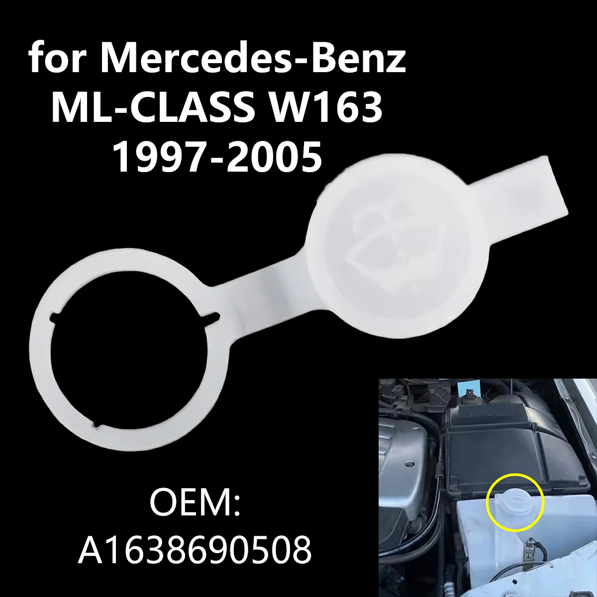 A1638690508 Auto Scheibenwischer Waschflüssigkeit Reservoir Tankdeckel für Mercedes-Benz ML KLASSE W163 1997-2005