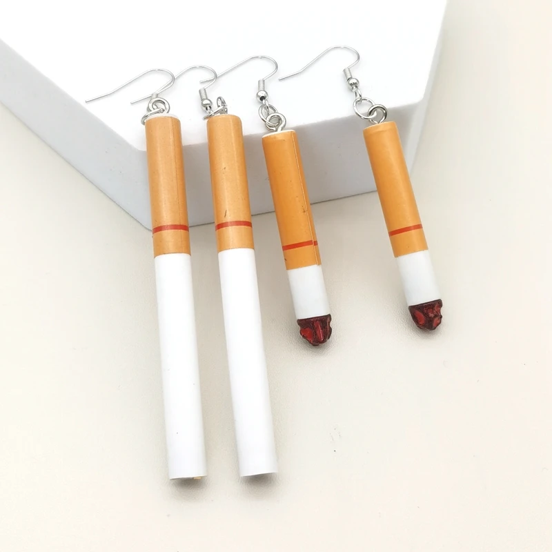 Ins Style Harajuku Retro Cigarette Butt Earrings Funny Fashion Personality Nightclub Cigarette Pendant Women's Long Earring