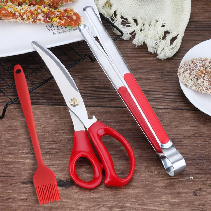 Edelstahl-Grillschere Multifunktionale Grillzange Lebensmittel-Gemüse-Fleisch-Schere Küchen-Gadget für BBQ