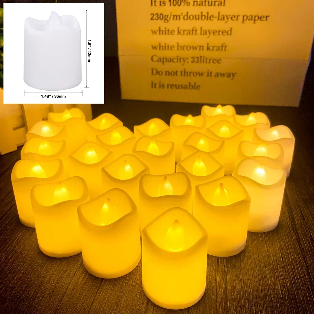 12/24Pcs Creative LED Candle Battery Powered Flameless Tea Light Lamp for For Home Wedding Party Decoration Supplies Dropship