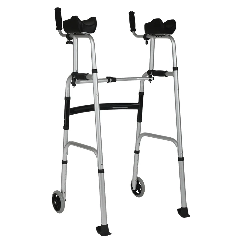 Disabled Elderly Walker Device Double Arm Mobility Aid Toilet Shower Chair Foldable Walking Stick Rehabilitation Standing Frame