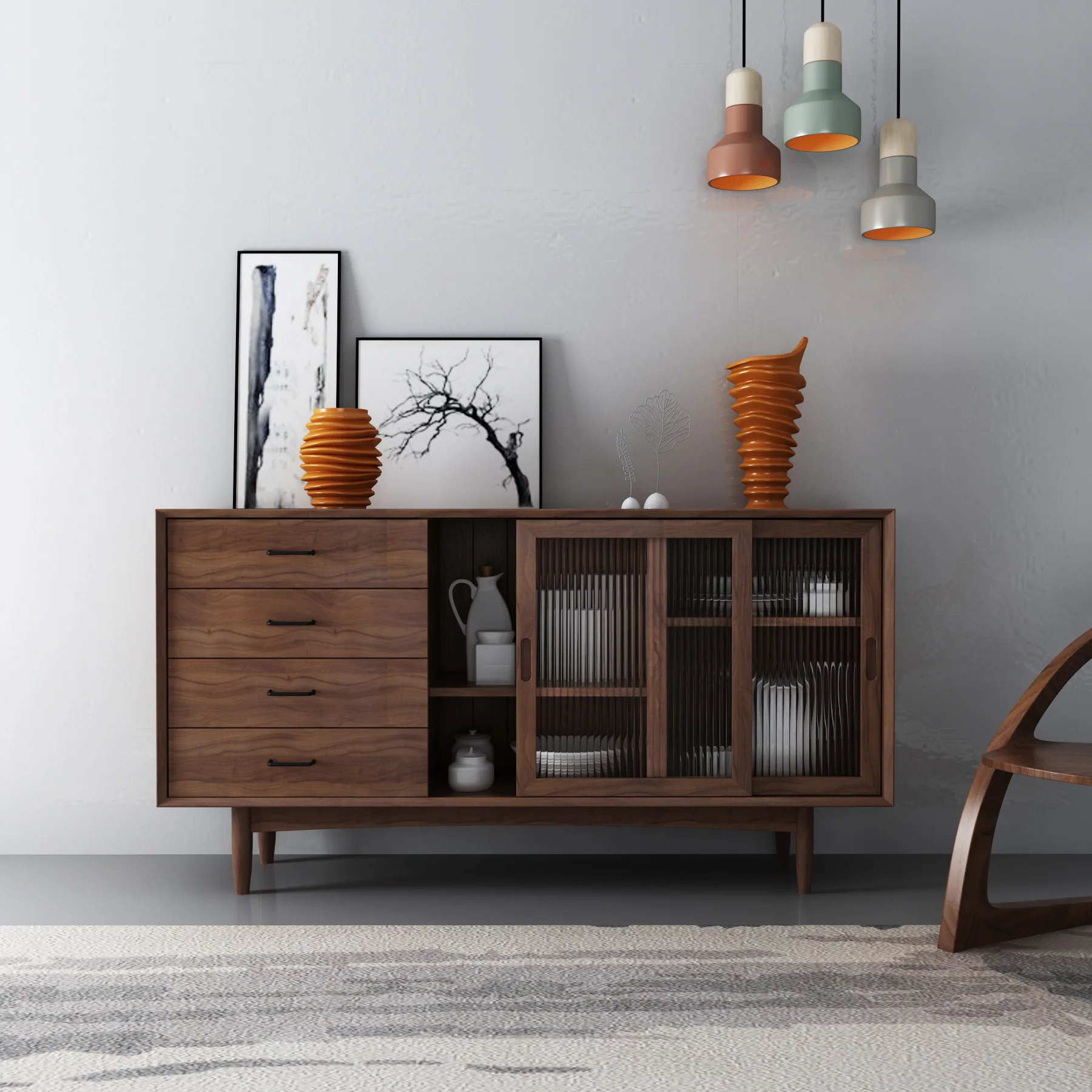 

Customizable Nordic solid wood sideboard