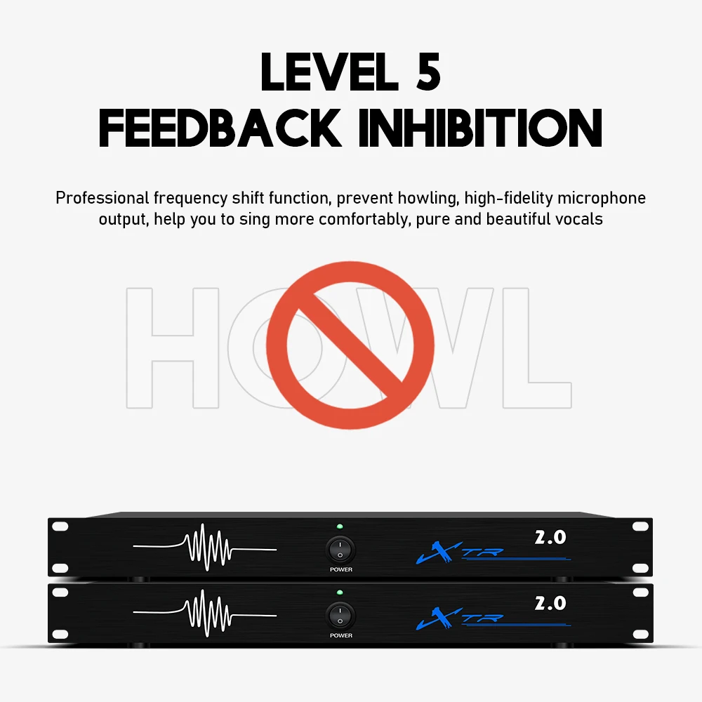 전문 피드백 억제기 2 in 2 Out 성능 무대 회의 자동 안티 호링 KTV 마이크 주파수 시프터