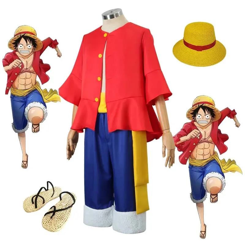 Disfraz de anime Cosplay, abrigo de Anime Jeremy, sombrero de paja rojo, disfraz de Carnaval de Halloween para niños adultos