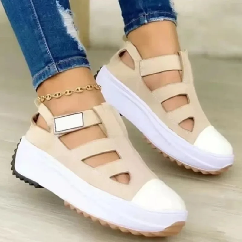 Sandalias deportivas romanas para Mujer, Zapatos planos con plataforma, informales, para correr en la playa, de lona, para verano y otoño, 2024