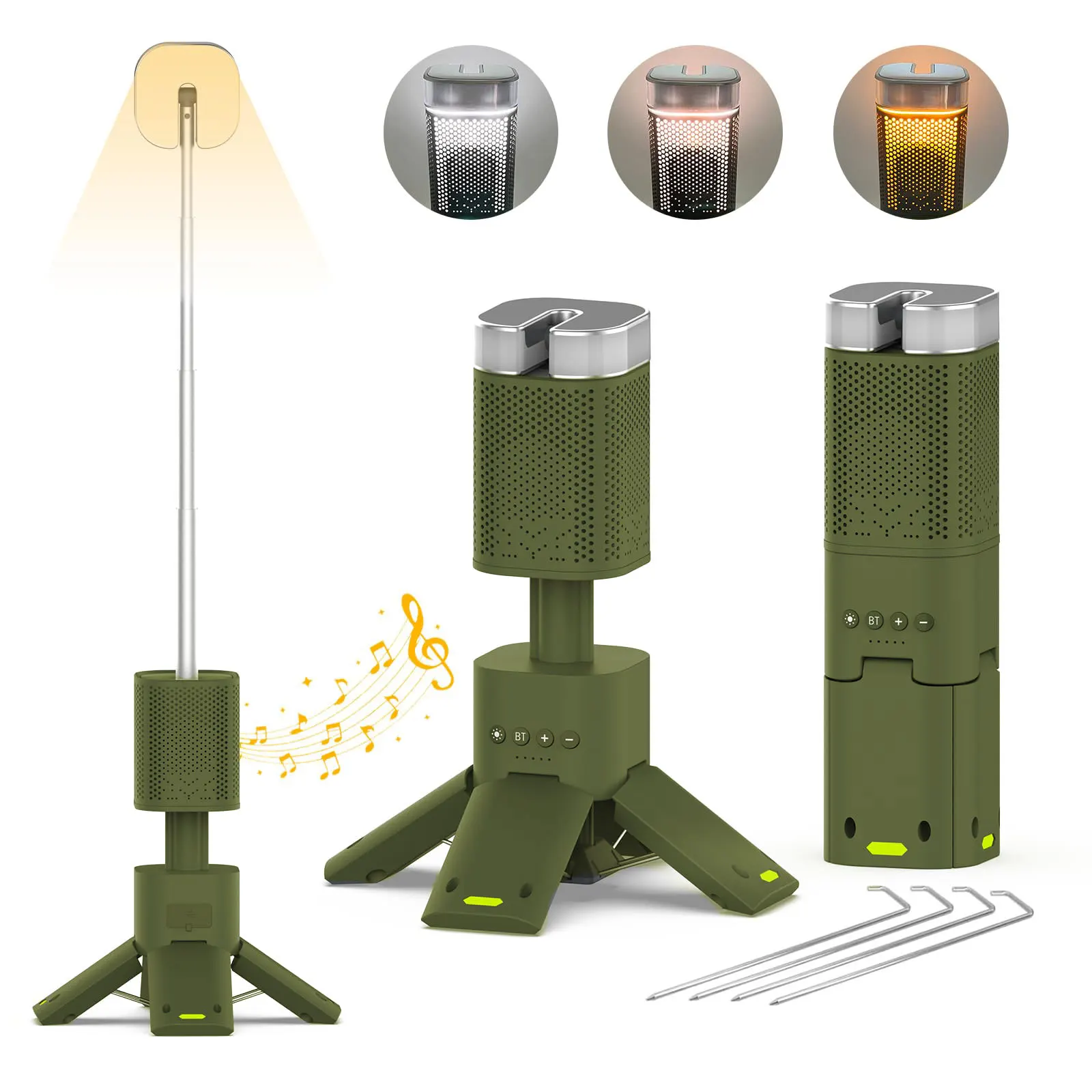 Telescopic LED Camping Light Portable Searchlight Bluetooth Speaker 14000mAh Waterproof Outdoor Camping Flashlight with Magnetic