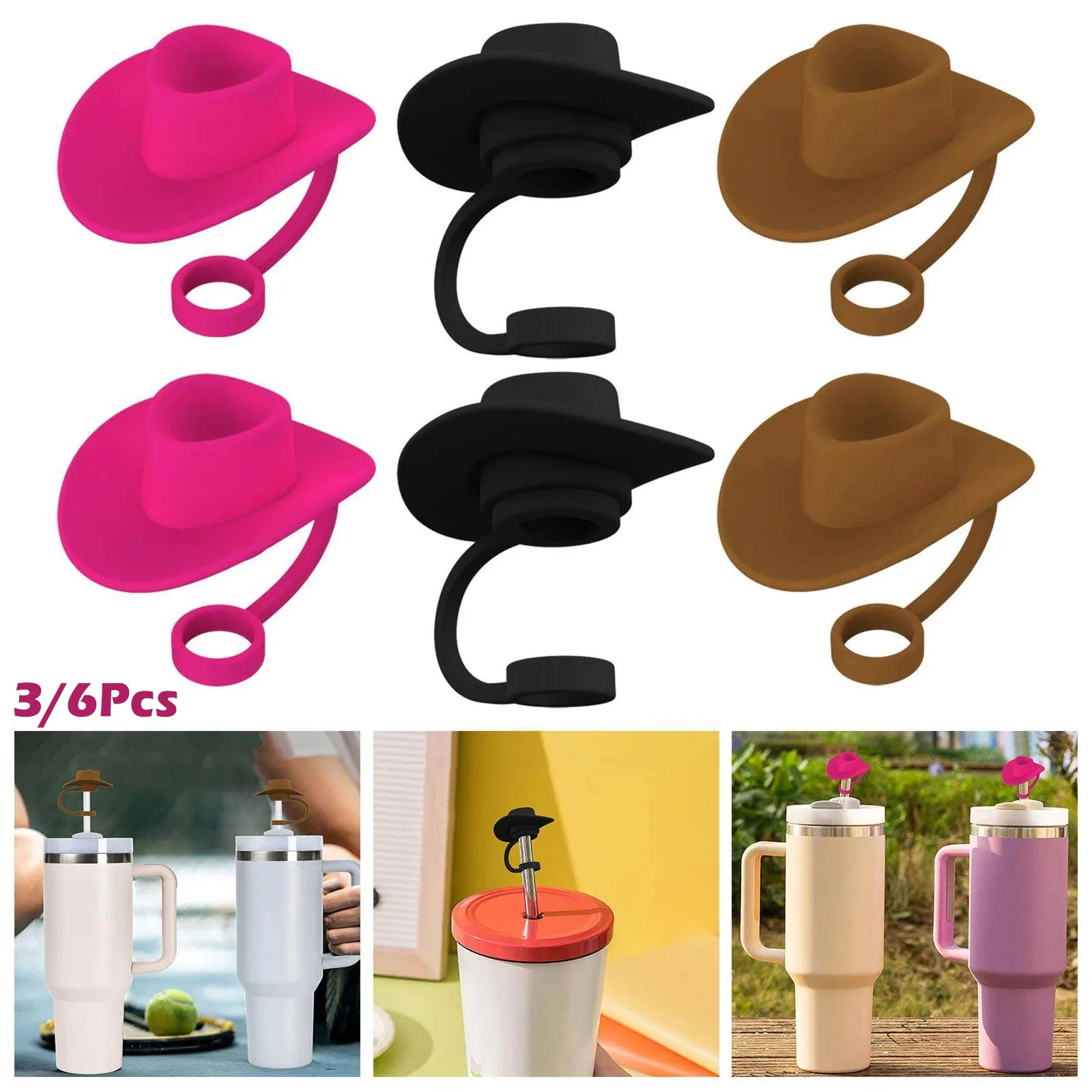 3–6 Stück Stroh-Abdeckkappe für Stanley Cup 6–10 mm, Silikon-Strohhalm-Topper, staubdicht, Strohspitze, wiederverwendbare Strohkappe, Tumbler-Zubehör