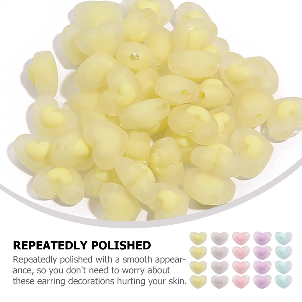 

60pcs Heart Shaped Pendants 13x17mm Mixed Color Acrylic Earrings Necklace Ornaments DIY Accessories Charm Decorations Bracelet