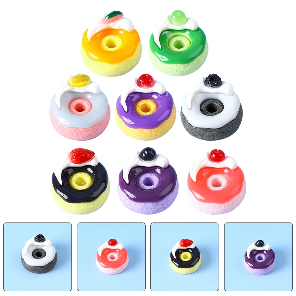 

8pcs Realistic Resin Donut Charms Miniature Fake Food Adornment Lifelike Doughnut Embellishment For Diy Crafts Phone Case