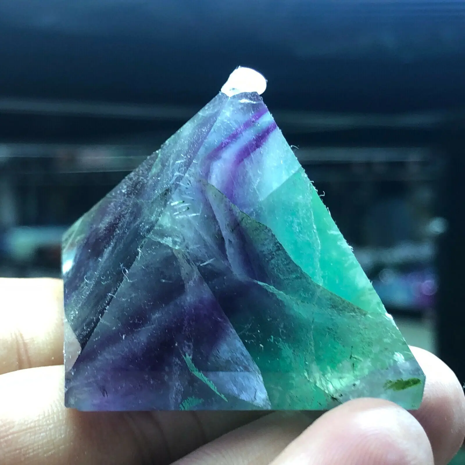 

Natural Crystal Pyramid Fluorite Quartz Healing Stone Chakra Reiki Crystal Point Energy Home Decor Handmade Crafts Of Gem Stone