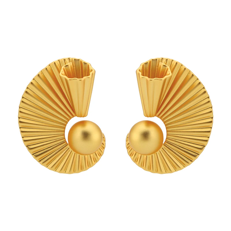 VAROLE Fan Shape Hoop Earrings For Women 18K Gold Plated Earings Fashion Jewelry Accessory Oorbellen
