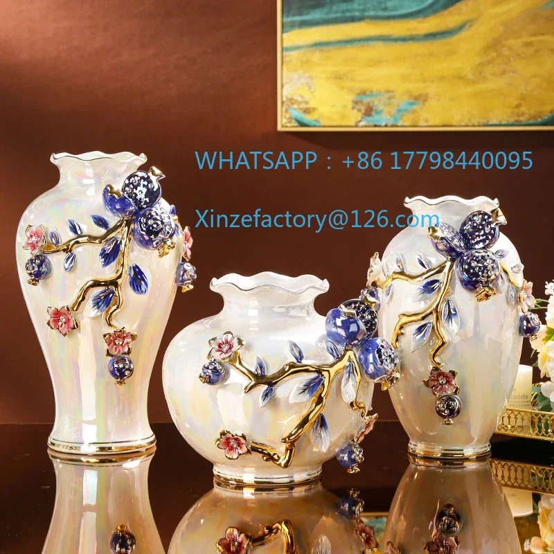 Customizable European ceramic vase ornament luxury high-end living room flower arrangement home dining table entrance TV cabinet