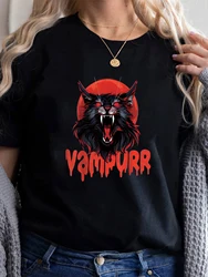 Vampurr Coon Spooky Vampire Halloween Maine Coon Cat Women's Casual Summer T-Shirt O-Neck Tops Femminile Tee Graphic Tshirt